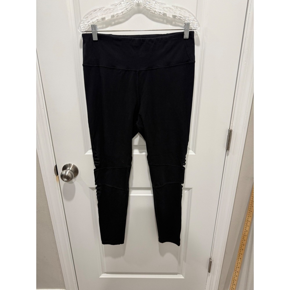 Steve Madden Womens Leggings Moto Ribbed Knee Black XL